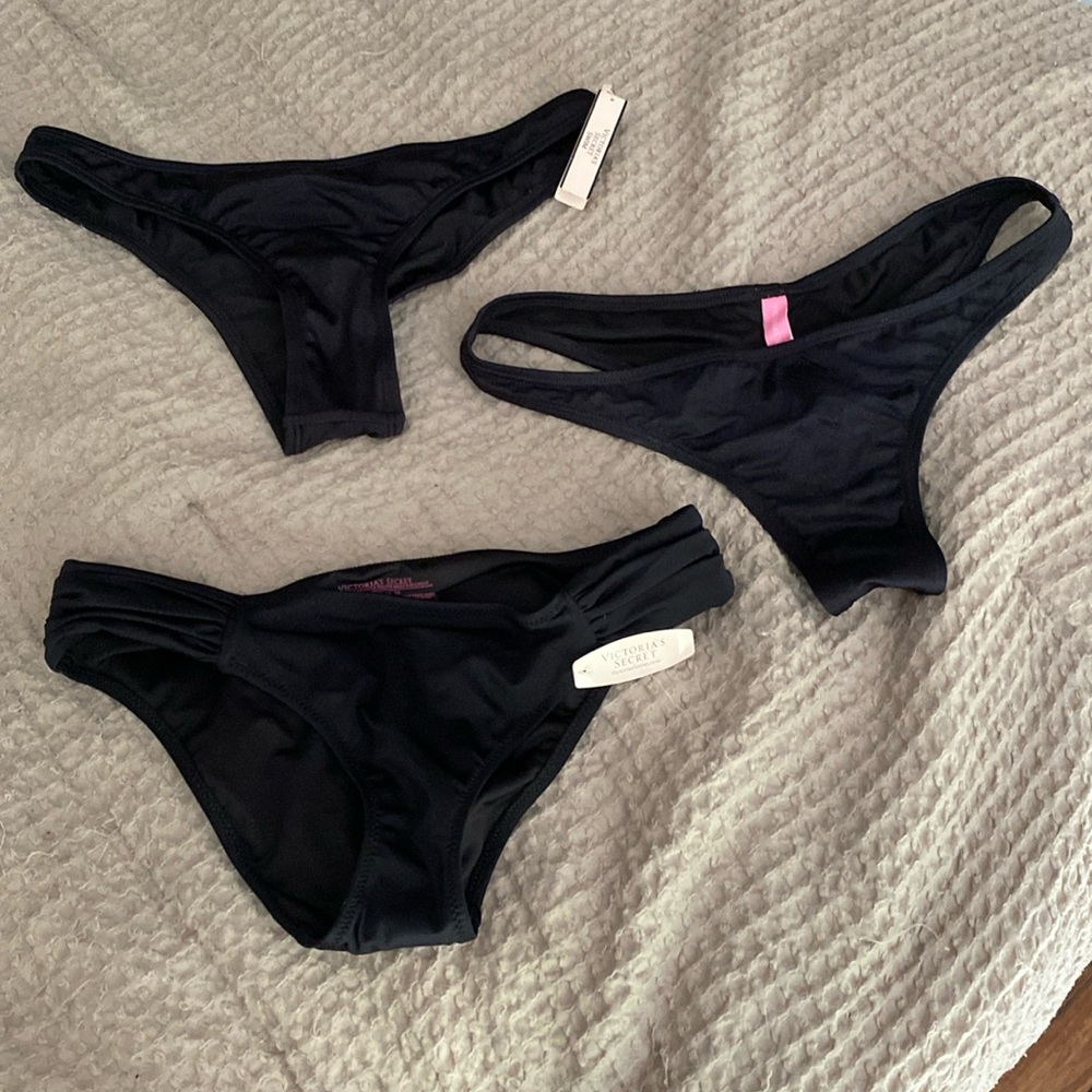 3 Victoria secret black swim bottoms